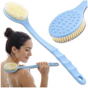 Szczotka do mycia ciała pleców masażer peeling długa rączka niebieska