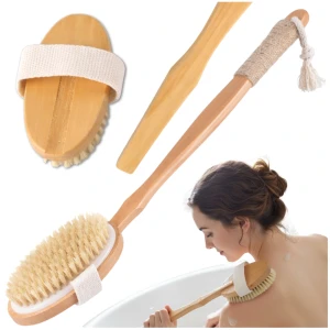 Szczotka do mycia i masażu ciała pleców peeling długa rączka 2w1