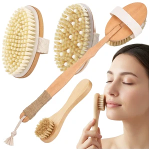 Szczotki do mycia i masażu ciała pleców twarzy zestaw 4 sztuki