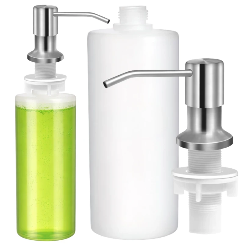 Dozownik płynu do naczyń mydła stal nierdzewna do zlewu 500ml srebrny 3.webp