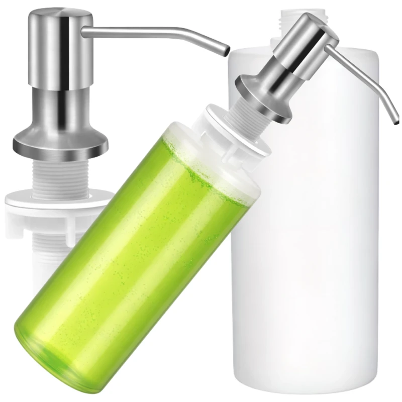 Dozownik płynu do naczyń mydła stal nierdzewna do zlewu 500ml srebrny 2.webp
