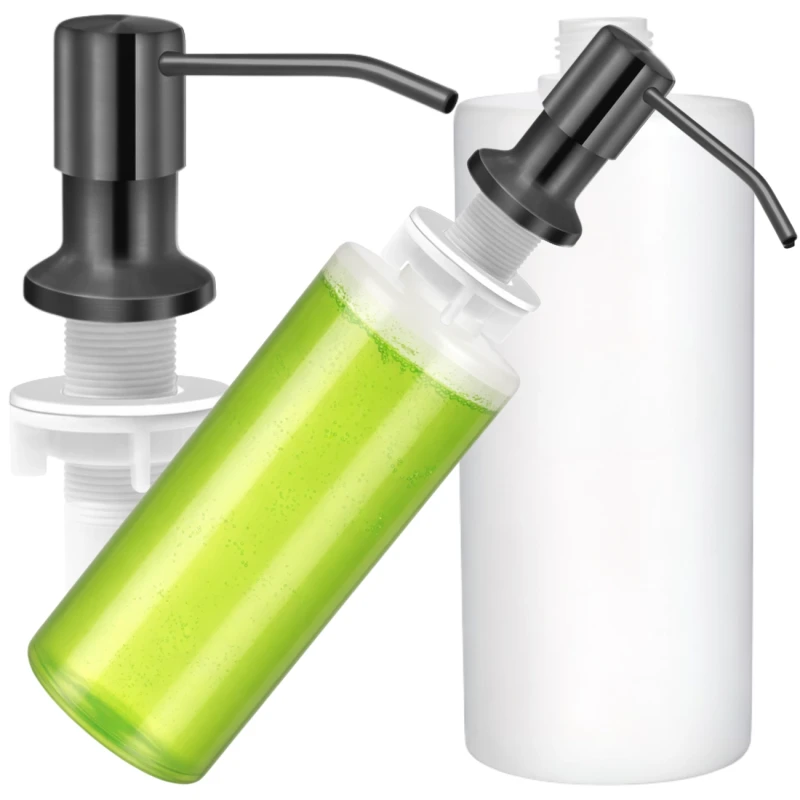 Dozownik płynu do naczyń mydła stal nierdzewna do zlewu 500ml czarny 2.webp
