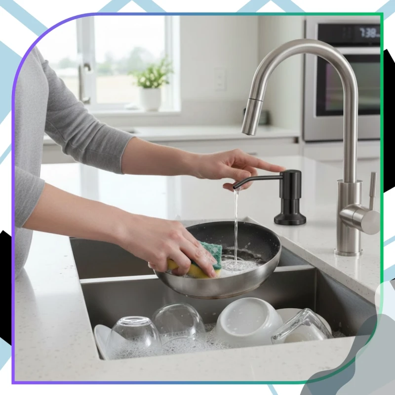 Dozownik płynu do naczyń mydła stal nierdzewna do zlewu 500ml czarny 9.webp