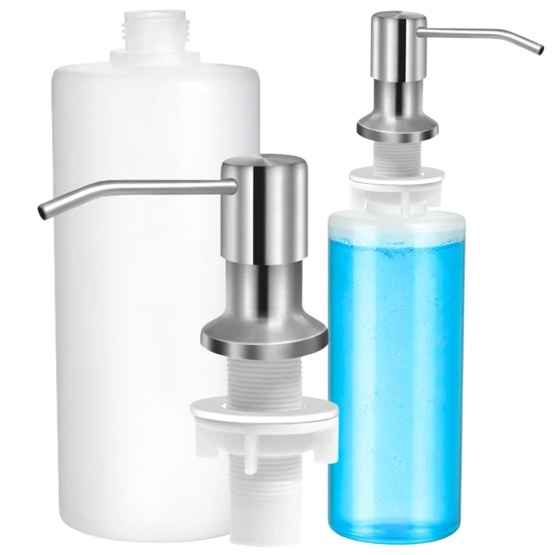 Dozownik płynu do naczyń mydła stal nierdzewna do zlewu 350ml srebrny 3.webp