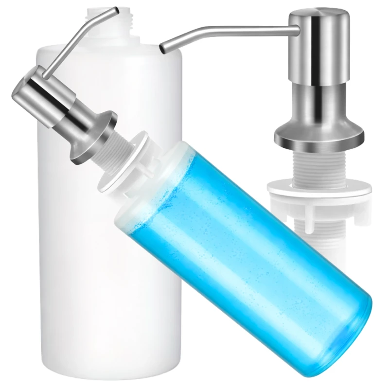 Dozownik płynu do naczyń mydła stal nierdzewna do zlewu 350ml srebrny 2.webp