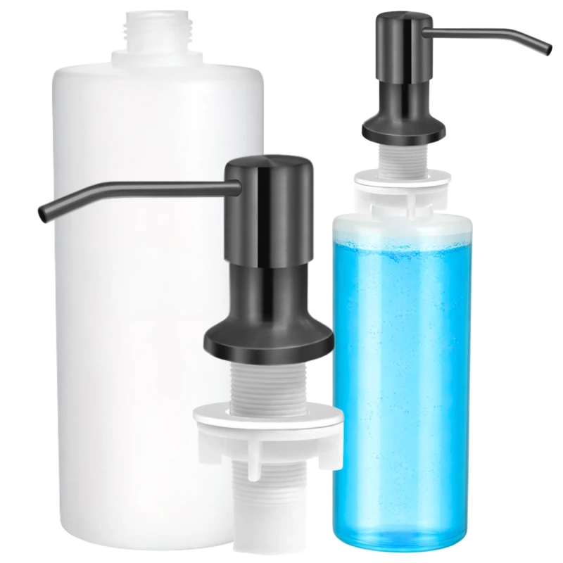 Dozownik płynu do naczyń mydła stal nierdzewna do zlewu 350ml czarny 3.webp