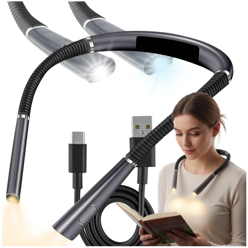 Lampka do czytania na szyję LED bezprzewodowa USB 2.webp