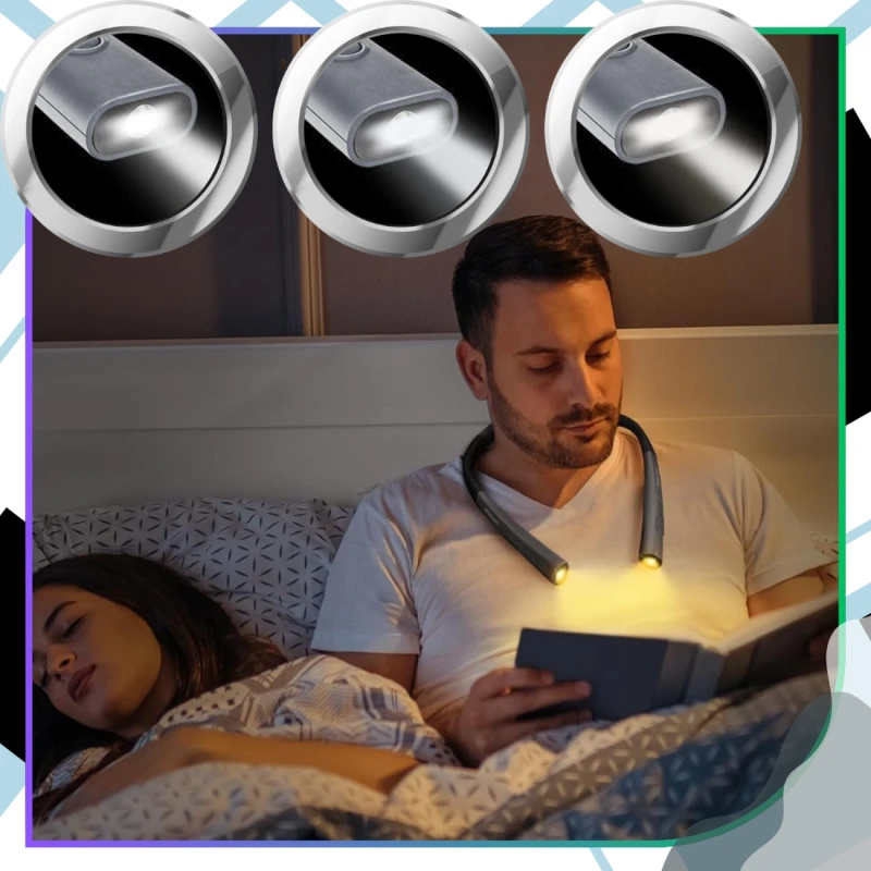 Lampka do czytania na szyję LED bezprzewodowa USB 6.webp