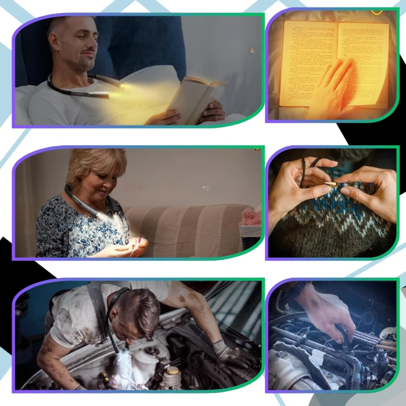 Lampka do czytania na szyję LED bezprzewodowa USB 9.webp