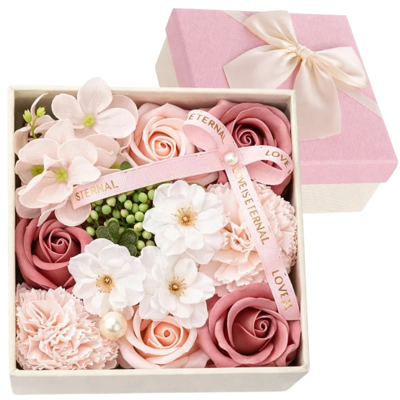 Flower Box róże zapachowe kwiaty mydlane dekoracyjne zestaw na prezent 5.webp