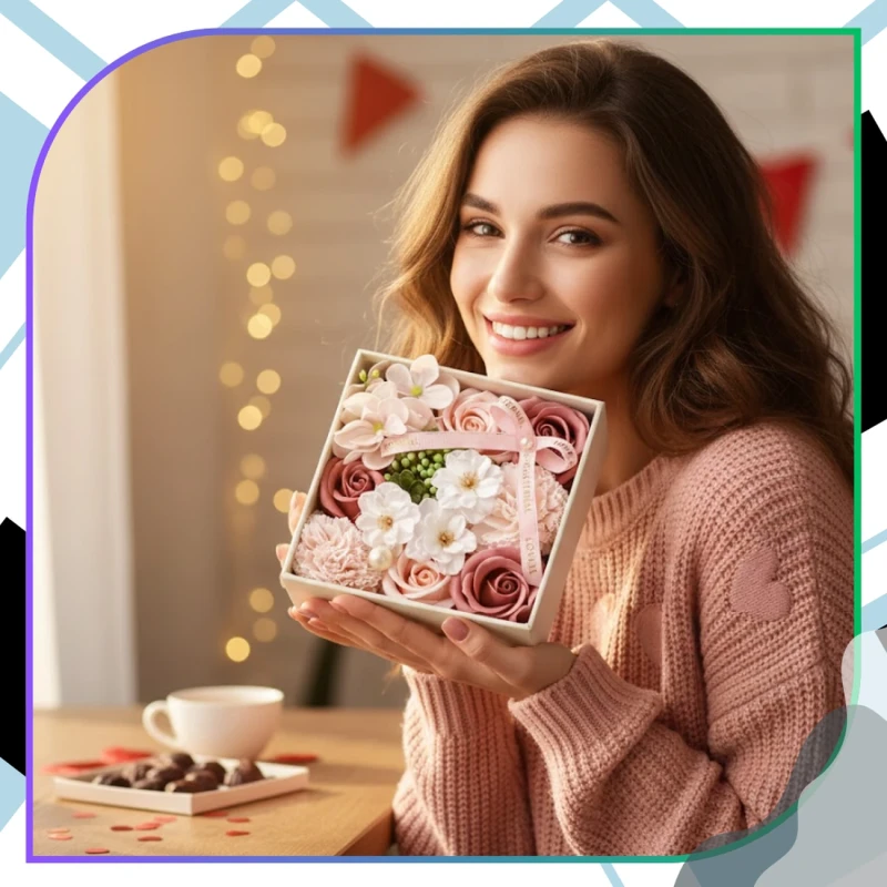 Flower Box róże zapachowe kwiaty mydlane dekoracyjne zestaw na prezent 9.webp