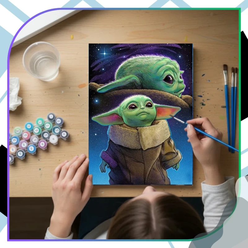 Malowanie po numerach z ramą 40 x 50cm obraz na płótnie Kosmiczne Dziecko 11.webp
