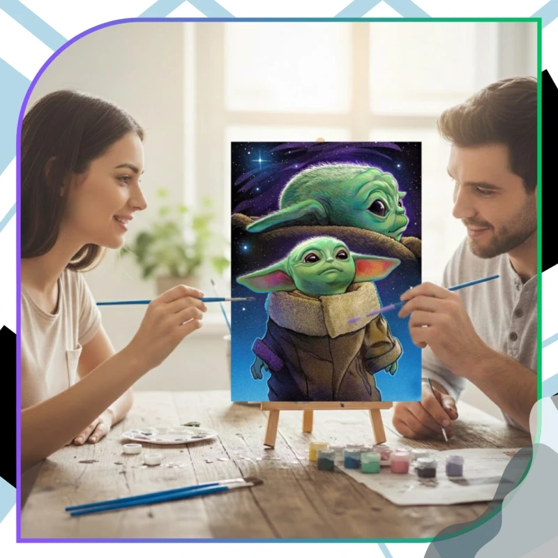 Malowanie po numerach z ramą 40 x 50cm obraz na płótnie Kosmiczne Dziecko 12.webp