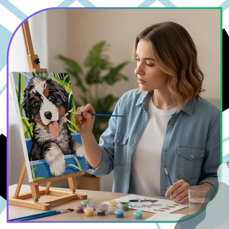 Malowanie po numerach z ramą 40 x 50cm obraz na płótnie Szczeniak 11.webp
