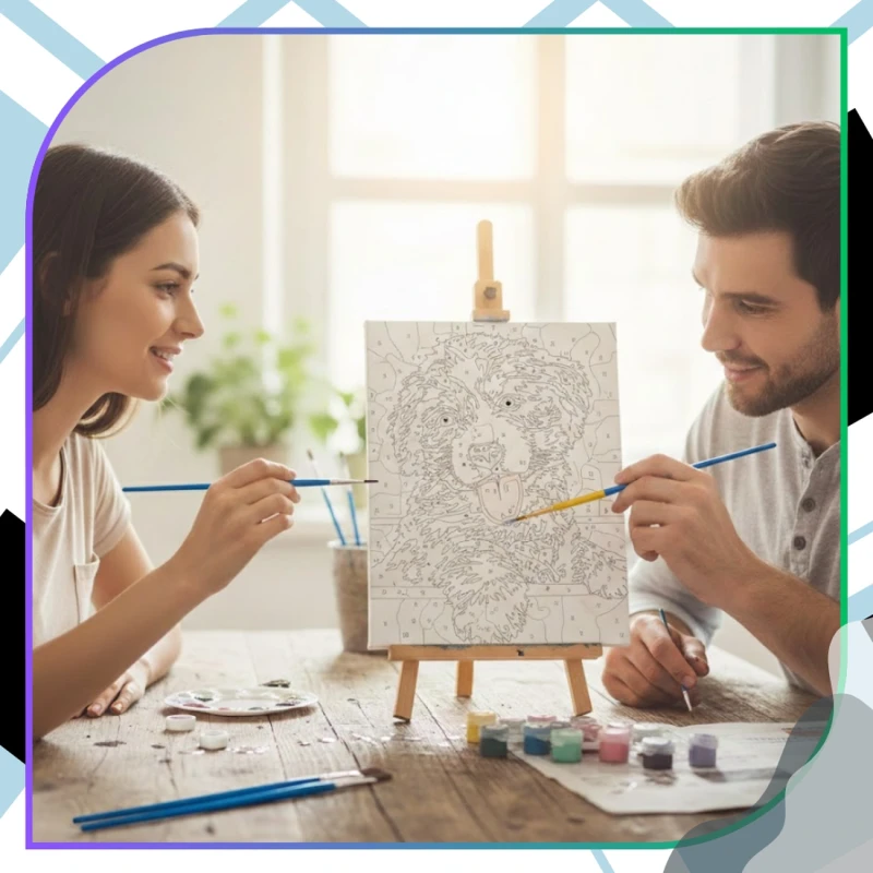 Malowanie po numerach z ramą 40 x 50cm obraz na płótnie Szczeniak 12.webp