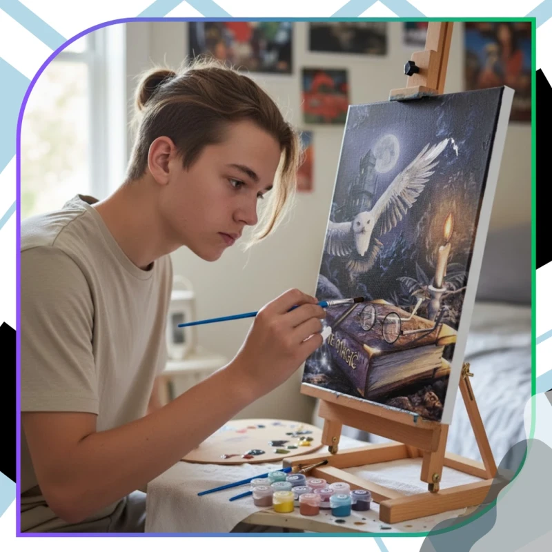Malowanie po numerach z ramą 40 x 50cm obraz na płótnie Magiczna Sowa 13.webp