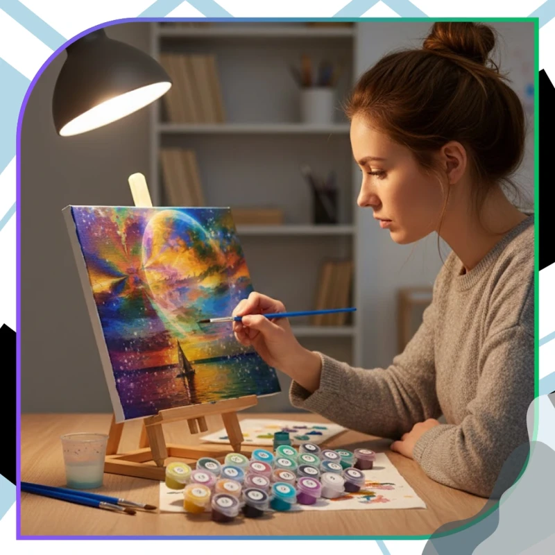 Malowanie po numerach z ramą 40 x 50cm obraz na płótnie Kosmiczny Zachód Słońca 7.webp