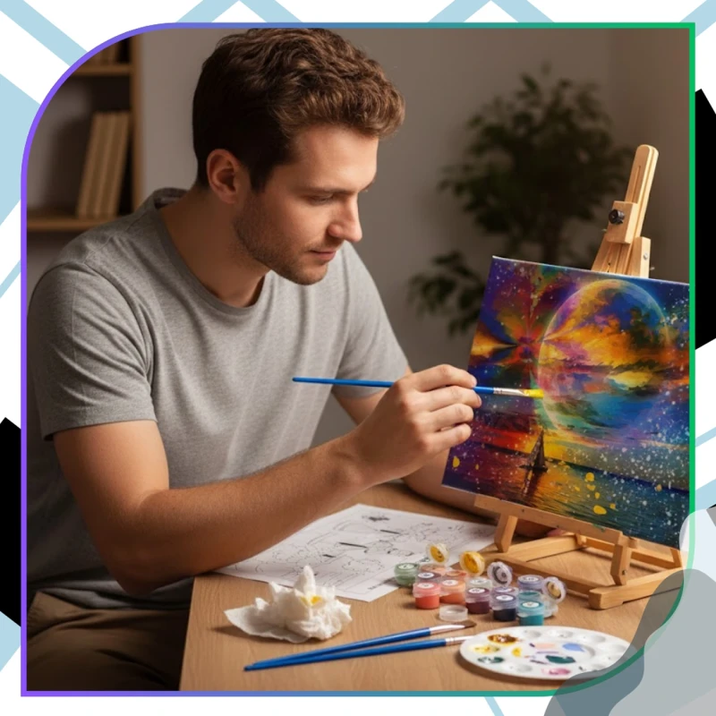 Malowanie po numerach z ramą 40 x 50cm obraz na płótnie Kosmiczny Zachód Słońca 8.webp