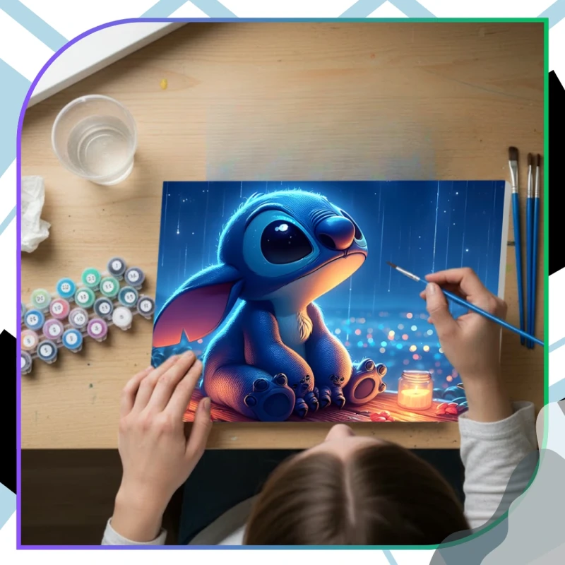 Malowanie po numerach z ramą 40 x 50cm obraz na płótnie Niebieska Postać Kosmiczna 11.webp