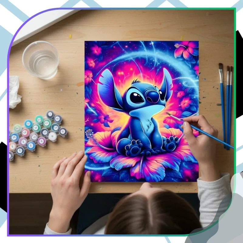 Malowanie po numerach z ramą 40 x 50cm obraz na płótnie Kosmiczna Postać Kwiaty 12.webp