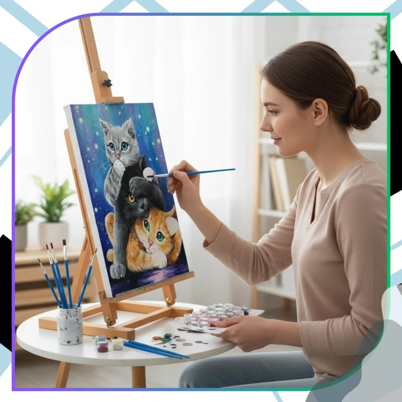 Malowanie po numerach z ramą 40 x 50cm obraz na płótnie Urocze Kotki 12.webp