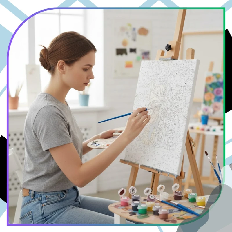 Malowanie po numerach z ramą 40 x 50cm obraz na płótnie Dwa Kociaki w Ogrodzie 11.webp