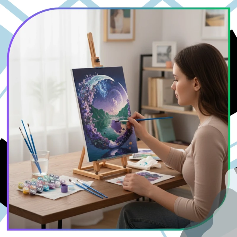 Malowanie po numerach z ramą 40 x 50cm obraz na płótnie Magiczny Księżyc 11.webp