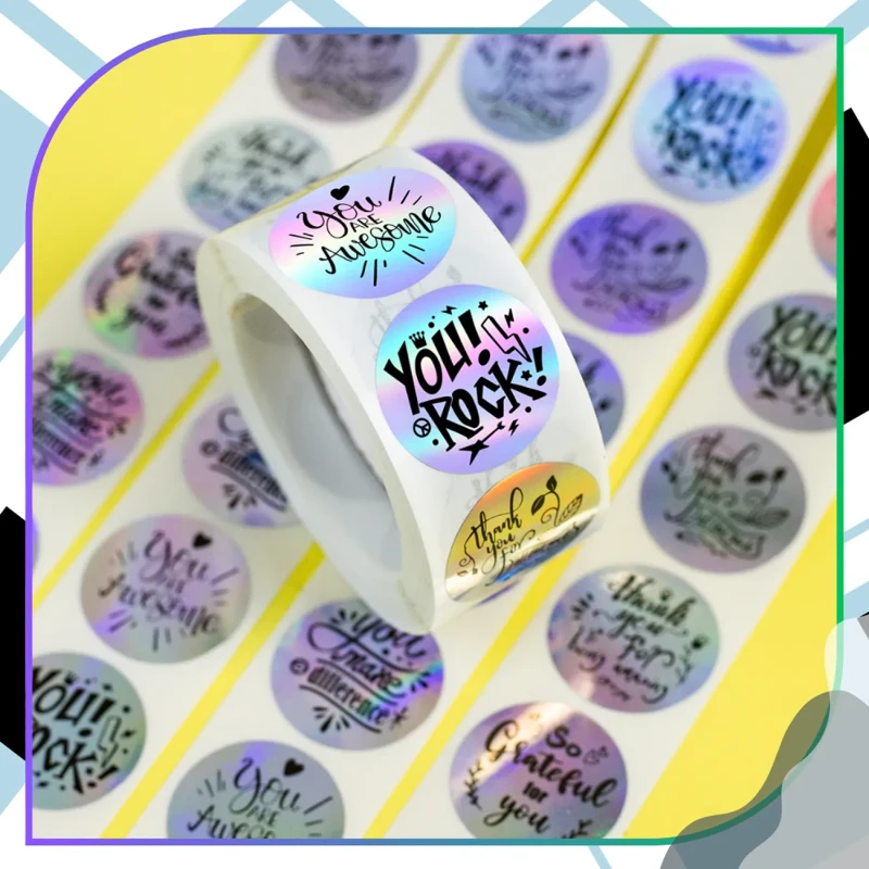 Naklejki 500 sztuk zestaw na rolce podziękowania motywacyjne okrągłe scrapbooking kolorowe6.webp
