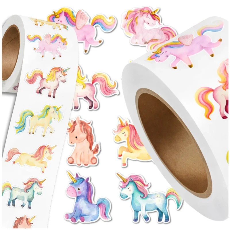 Naklejki 500 sztuk zestaw na rolce jednorożce unicorn dla dziewczynki dziecka motywacyjne mix wzorów3.webp