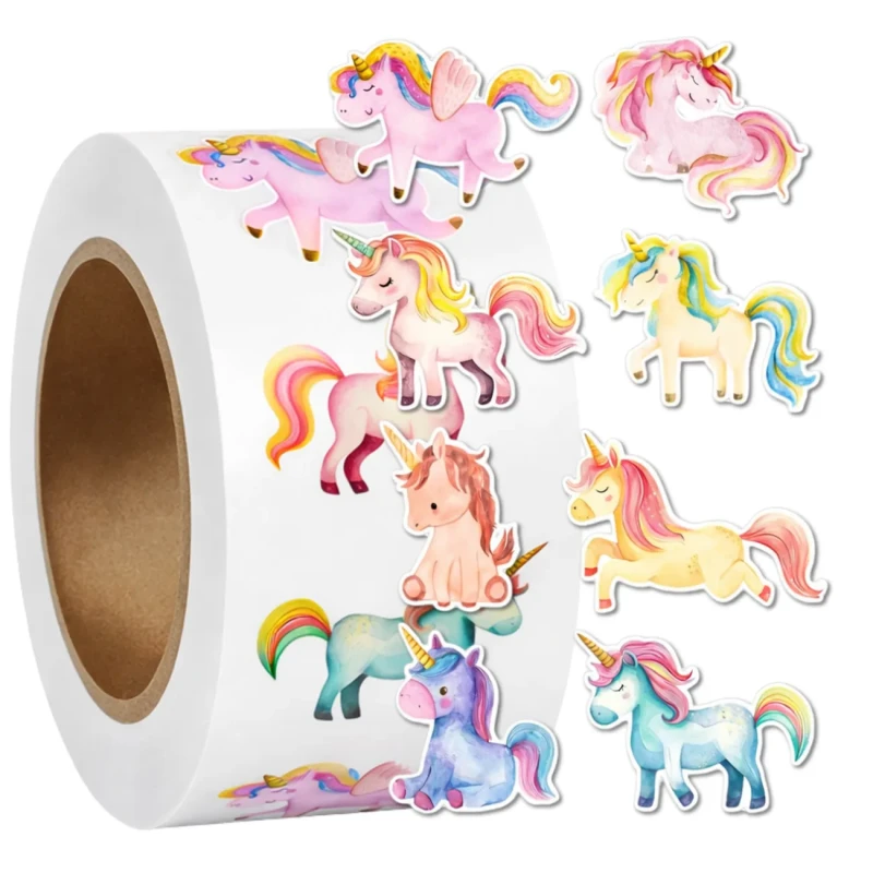 Naklejki 500 sztuk zestaw na rolce jednorożce unicorn dla dziewczynki dziecka motywacyjne mix wzorów2.webp