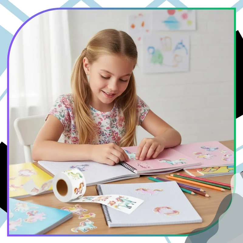 Naklejki 500 sztuk zestaw na rolce jednorożce unicorn dla dziewczynki dziecka motywacyjne mix wzorów7.webp