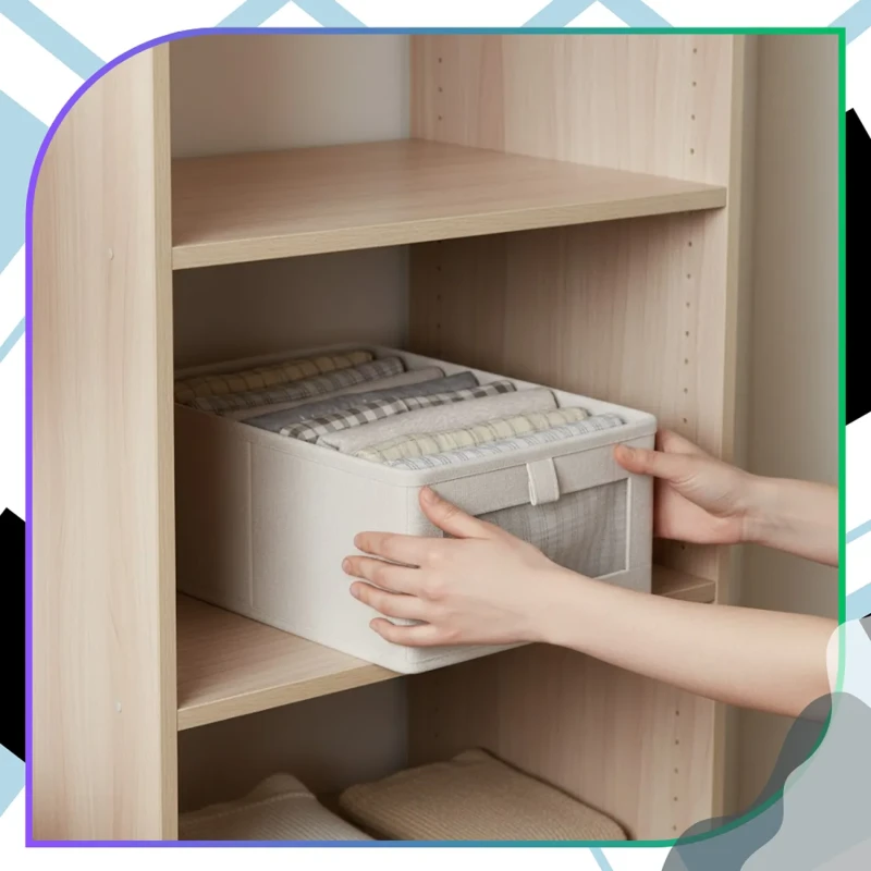 Zestaw dużych organizerów 2 sztuki do szafy szuflady uniwersalne beżowe7.webp