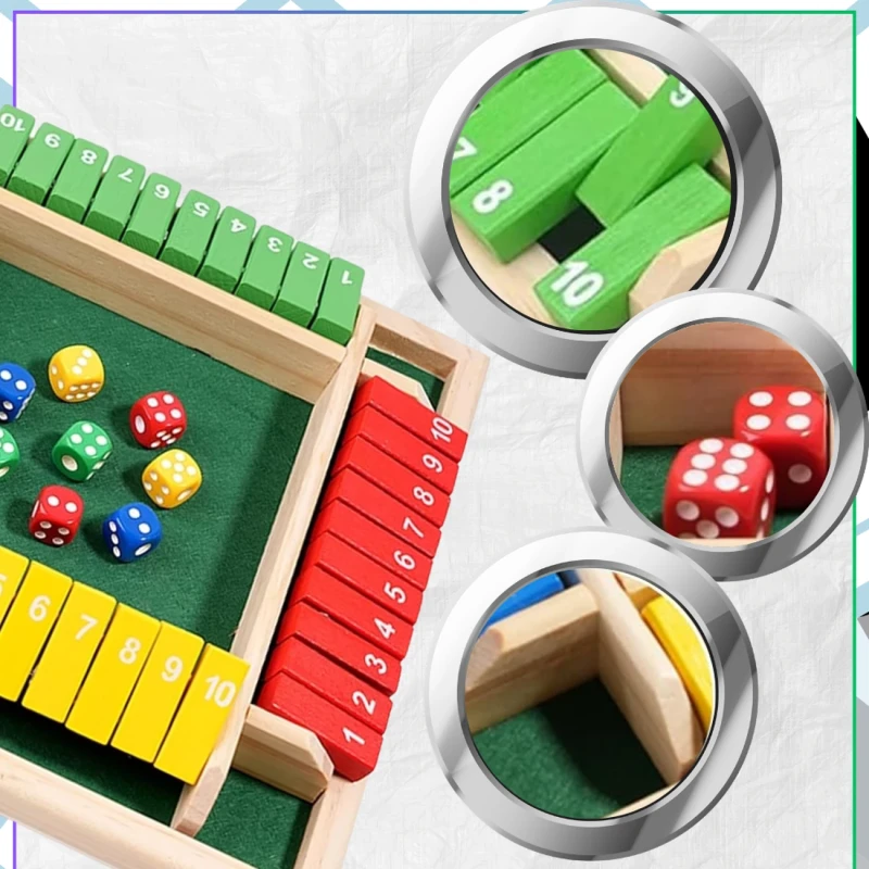 Drewniana gra planszowa edukacyjna w kości Shut the Box Zamknij Pudełko 4.webp