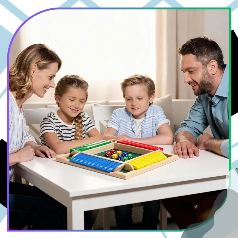Drewniana gra planszowa edukacyjna w kości Shut the Box Zamknij Pudełko 6.webp