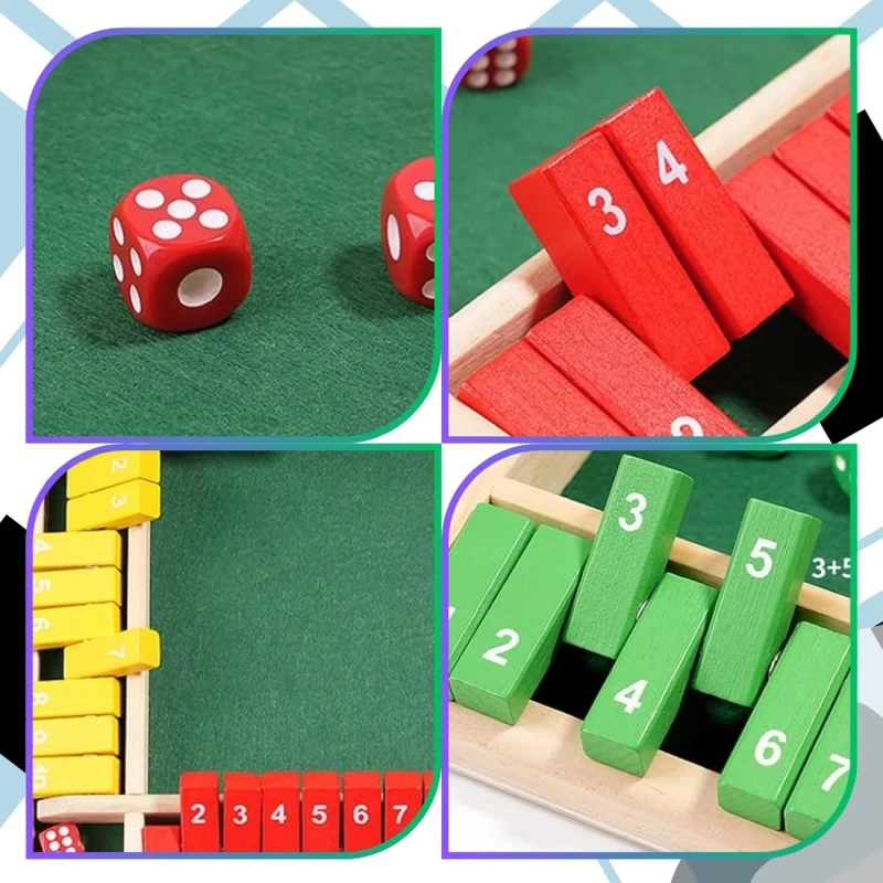 Drewniana gra planszowa edukacyjna w kości Shut the Box Zamknij Pudełko 9.webp