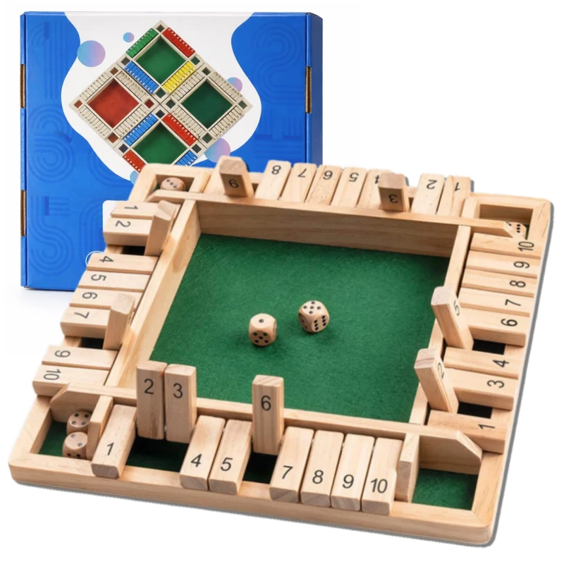 Drewniana gra planszowa edukacyjna w kości Shut the Box Zamknij Pudełko 3.webp