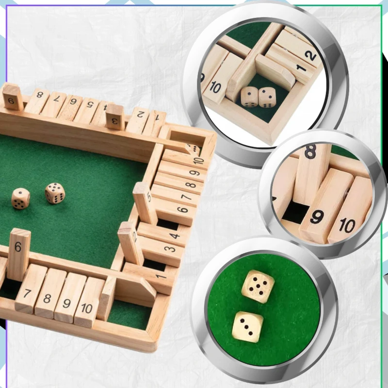 Drewniana gra planszowa edukacyjna w kości Shut the Box Zamknij Pudełko 4.webp