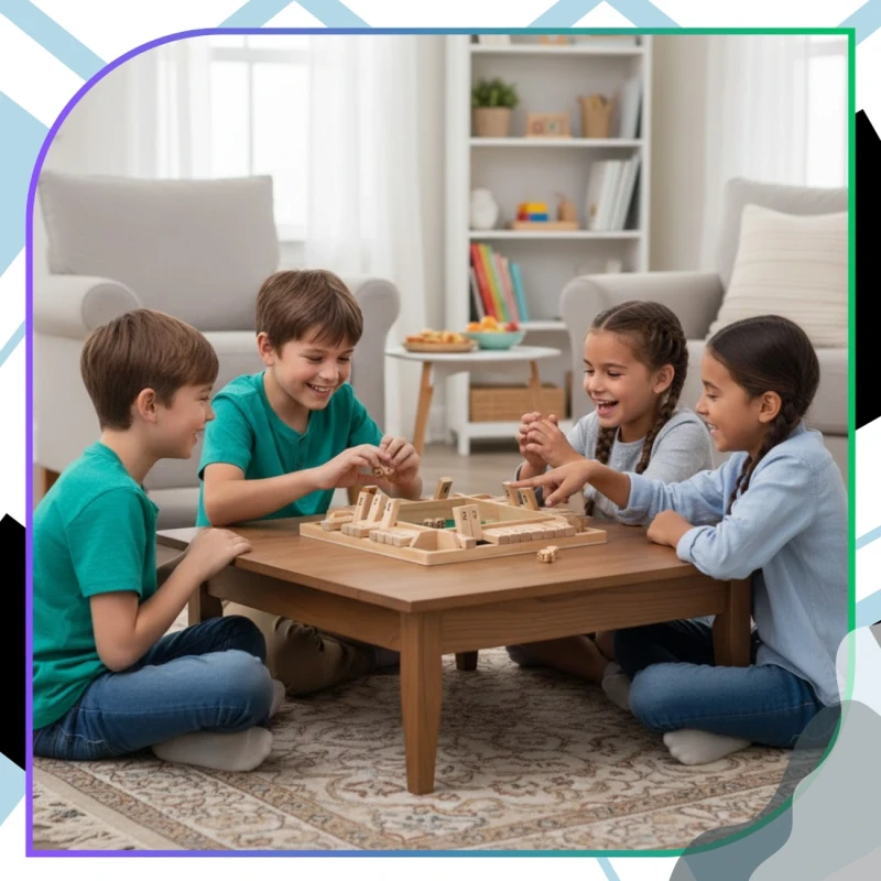 Drewniana gra planszowa edukacyjna w kości Shut the Box Zamknij Pudełko 8.webp