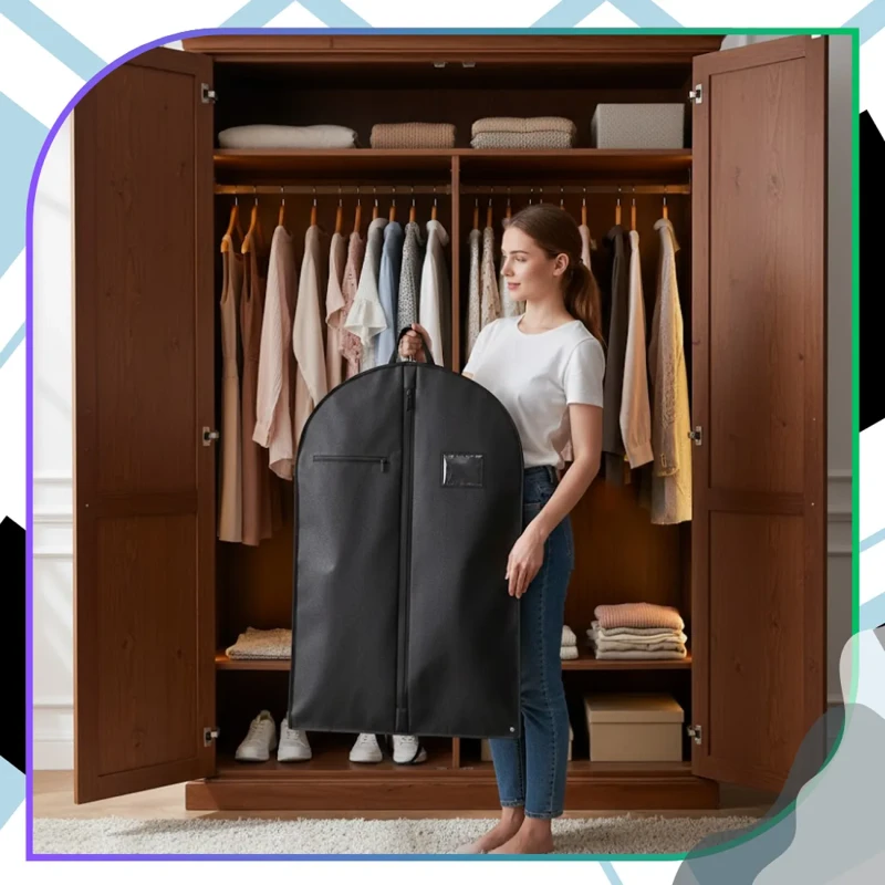 Ochronny pokrowiec torba podróżna na ubrania 60 x 100 czarny5.webp