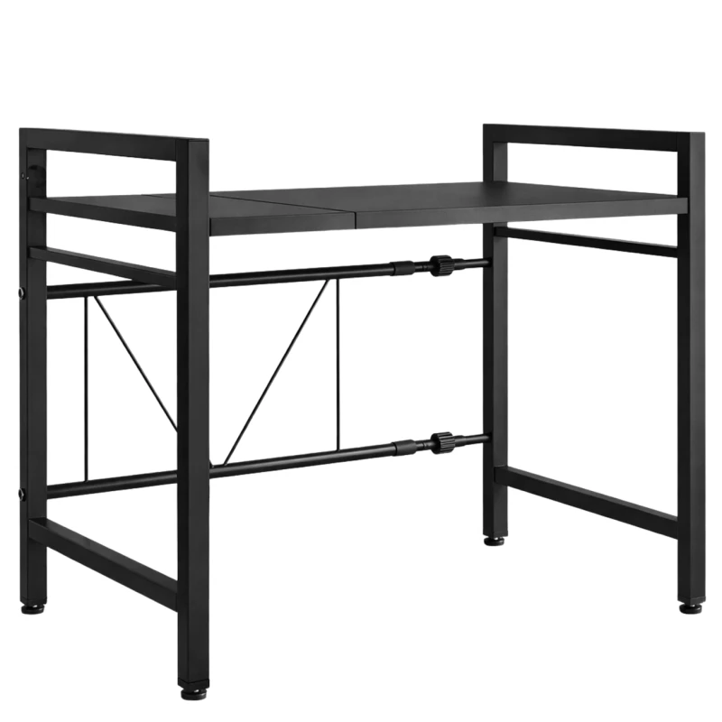 Półka stojak regał kuchenny dwupoziomowy metalowy na mikrofalówkę rozsuwany 40-60cm czarny 5.webp