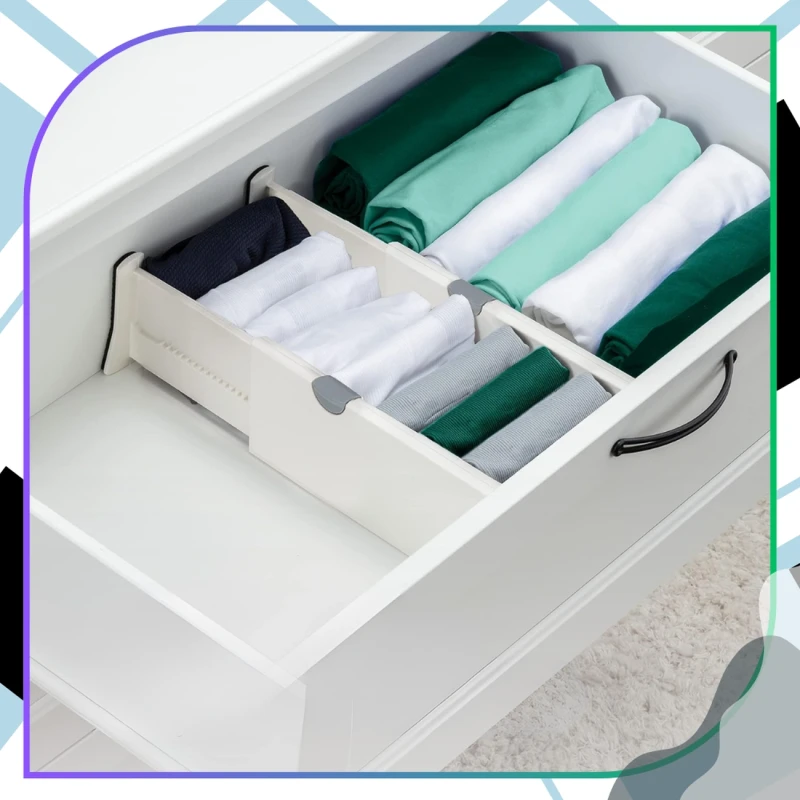 Przegroda do szuflady regulowana biała separator organizer zestaw 2 szt 6.webp
