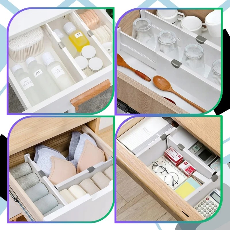 Przegroda do szuflady regulowana biała separator organizer zestaw 2 szt 10.webp