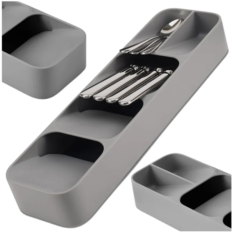 Organizer do szuflady kuchennej na sztućce wkład szary 40 cm3.webp
