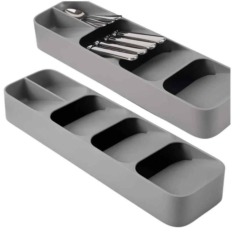 Organizer do szuflady kuchennej na sztućce wkład szary 40 cm2.webp