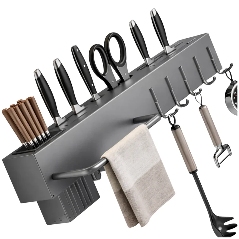 Uchwyt kuchenny na noże i akcesoria ścienny organizer 40 cm szary1.webp