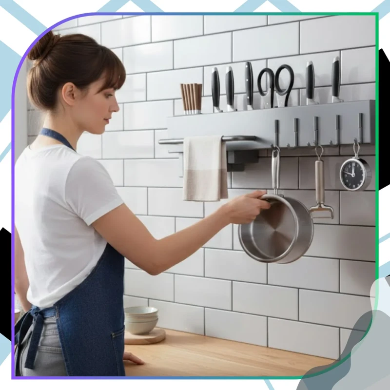 Uchwyt kuchenny na noże i akcesoria ścienny organizer 40 cm szary7.webp