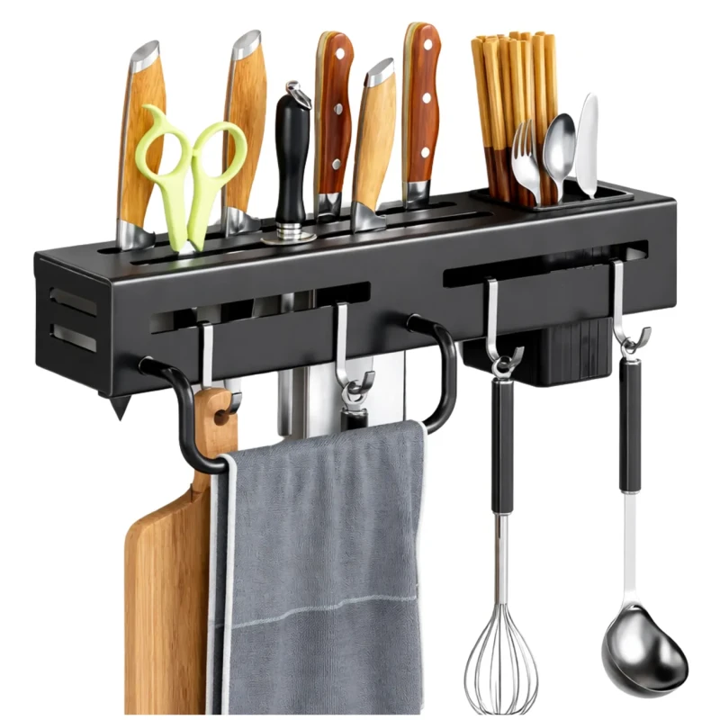 Uchwyt kuchenny na noże i akcesoria ścienny organizer 30 cm czarny1.webp