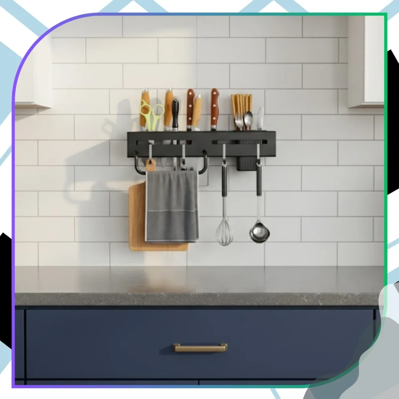 Uchwyt kuchenny na noże i akcesoria ścienny organizer 30 cm czarny6.webp