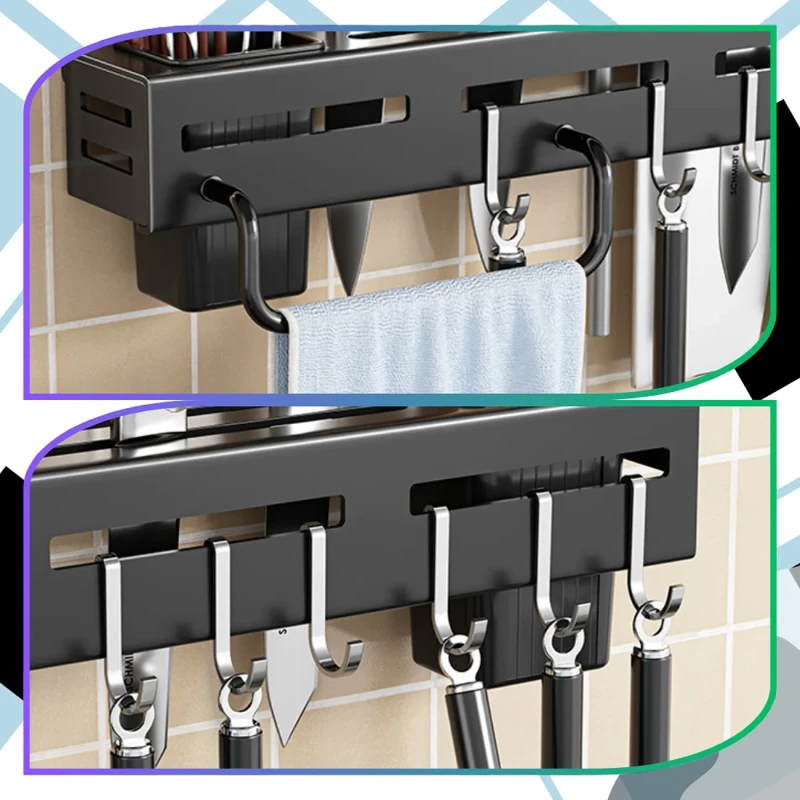 Uchwyt kuchenny na noże i akcesoria ścienny organizer 30 cm czarny8.webp