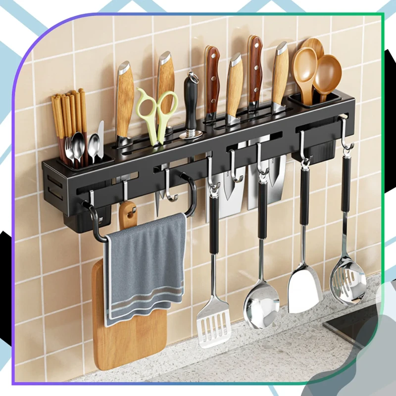 Organizer uchwyt kuchenny na noże i akcesoria ścienny 40 cm czarny6.webp